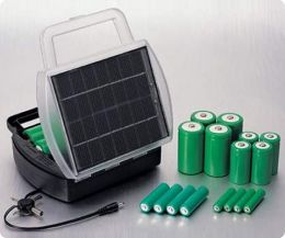 Solar multi-charger (AAA/AA/C/D rechargeable batteries) with mul
